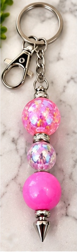 Handmade beaded keychain, design 04: Pink Confetti