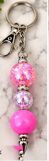Handmade beaded keychain, design 04: Pink Confetti