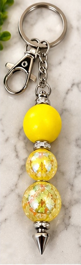Handmade beaded keychain, design 05: Sunny Yellow