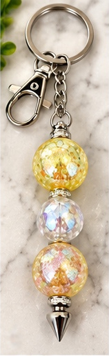 Handmade beaded keychain, design 06: Golden Bloom