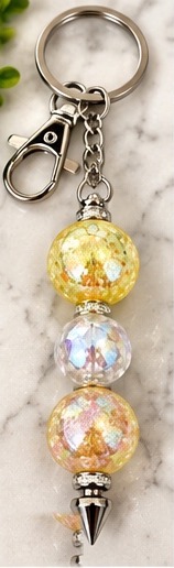 Handmade beaded keychain, design 06: Golden Bloom