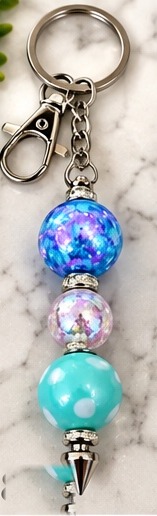 Handmade beaded keychain, design 08: Blue Galaxy