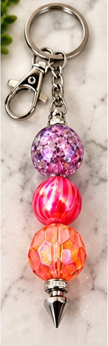 Handmade beaded keychain, design 13: Purple Swirl