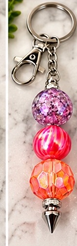 Handmade beaded keychain, design 13: Purple Swirl