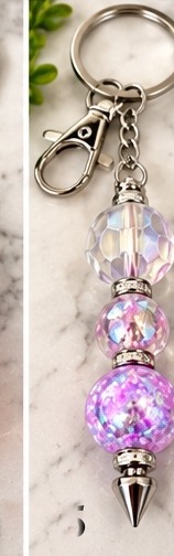 Handmade beaded keychain, design 16: Iridescent Lavender