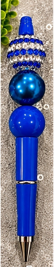 Handmade blue & turquoise beaded pen design 04