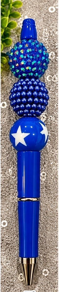 Handmade blue & turquoise beaded pen design 05