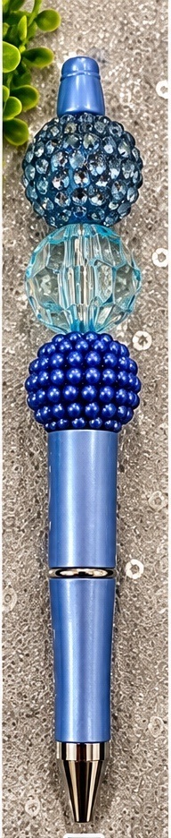 Handmade blue & turquoise beaded pen design 07