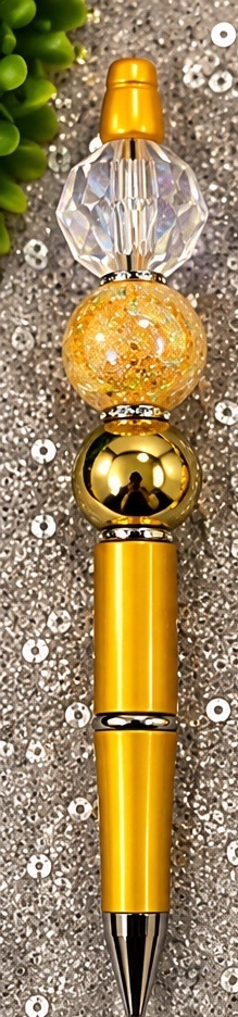 Handmade gold beaded pen design 01