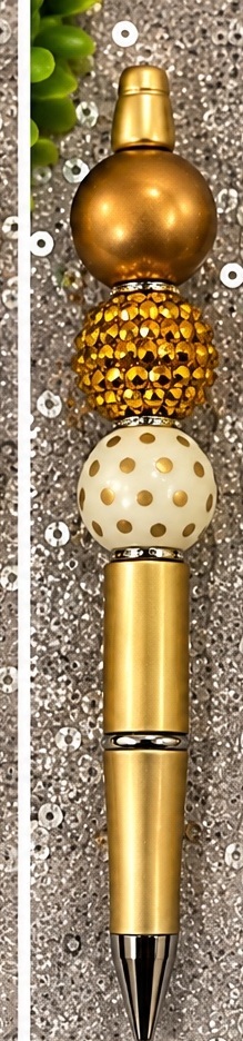 Handmade gold beaded pen design 03