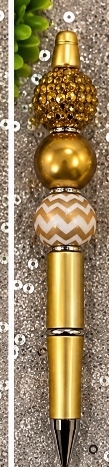 Handmade gold beaded pen design 05