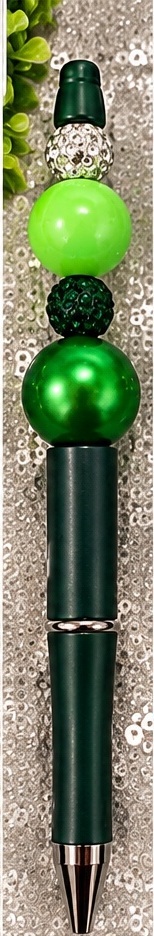 Handmade green & emerald beaded pen design 03