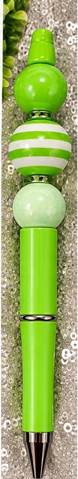 Handmade green & emerald beaded pen design 08