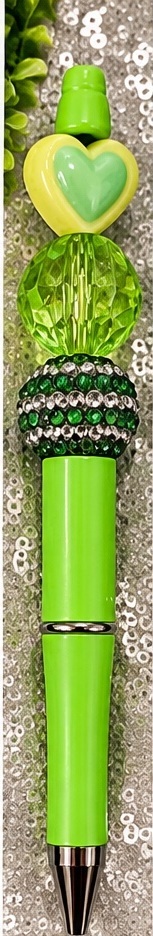 Handmade green & emerald beaded pen design 09