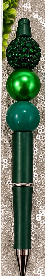 Handmade green & emerald beaded pen design 10