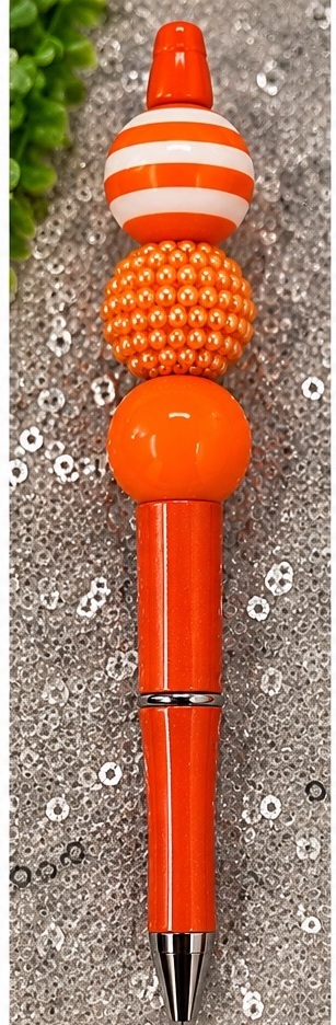 Handmade orange beaded pen design 02