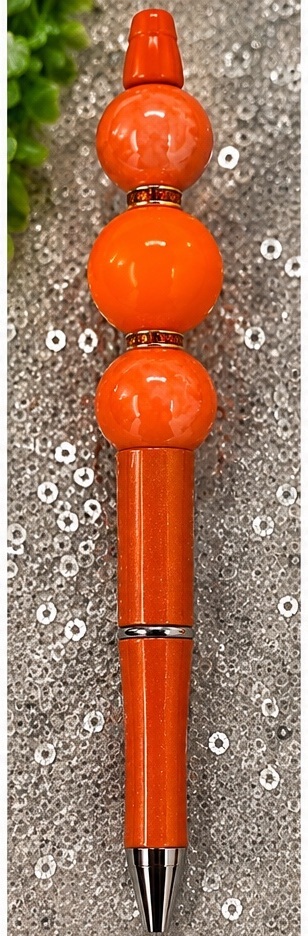 Handmade orange beaded pen design 03