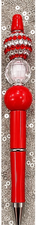 Handmade pink & red beaded pen design 02
