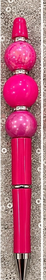Handmade pink & red beaded pen design 03