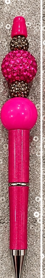 Handmade pink & red beaded pen design 04