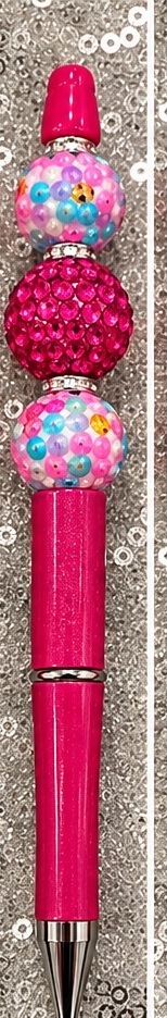 Handmade pink & red beaded pen design 05