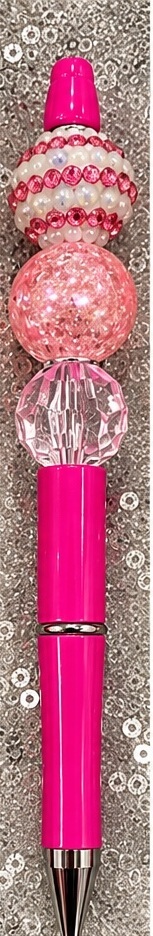 Handmade pink & red beaded pen design 07