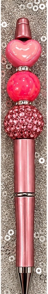 Handmade pink & red beaded pen design 08
