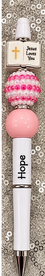 Handmade pink & red beaded pen design 10