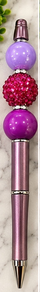 Handmade purple & lavender beaded pen design 01
