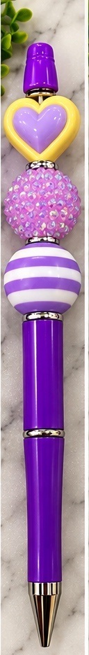 Handmade purple & lavender beaded pen design 03