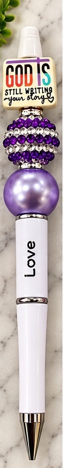 Handmade purple & lavender beaded pen design 04