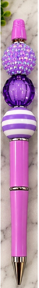 Handmade purple & lavender beaded pen design 05