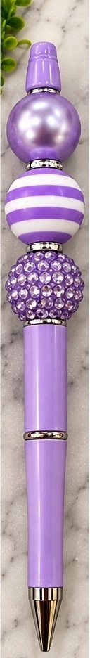 Handmade purple & lavender beaded pen design 06