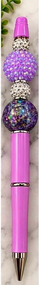 Handmade purple & lavender beaded pen design 07