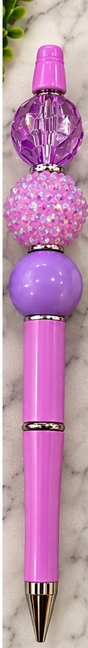 Handmade purple & lavender beaded pen design 08