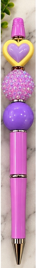 Handmade purple & lavender beaded pen design 10