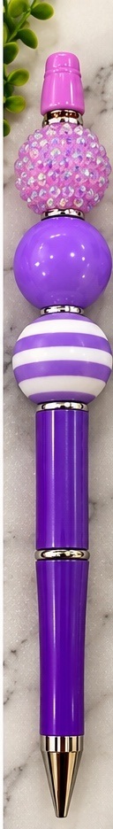 Handmade purple & lavender beaded pen design 11