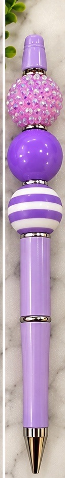 Handmade purple & lavender beaded pen design 12