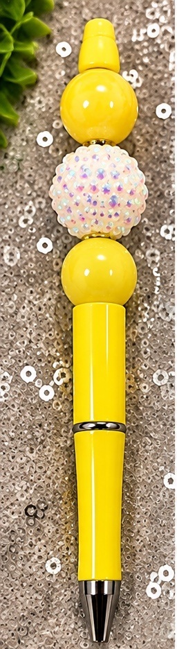 Handmade yellow beaded pen design 01