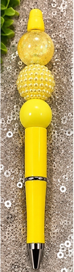 Handmade yellow beaded pen design 03