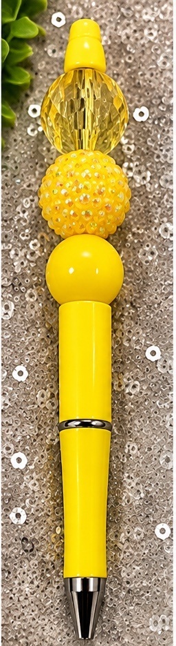 Handmade yellow beaded pen design 04