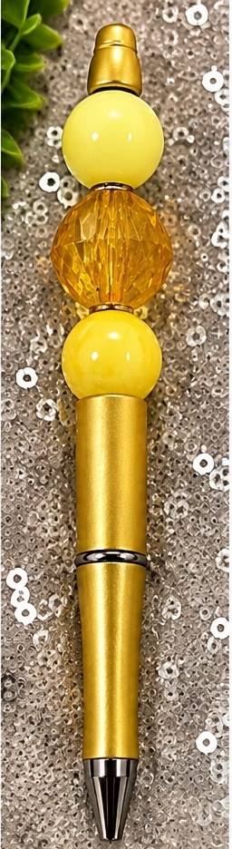 Handmade yellow beaded pen design 05