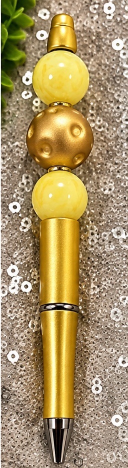 Handmade yellow beaded pen design 06